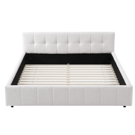 Artiss King Bed Frame with Charging, LED Lights & Tufted Headboard
