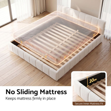 Artiss Queen Bed Frame with Charging, LED Lights & Tufted Headboard
