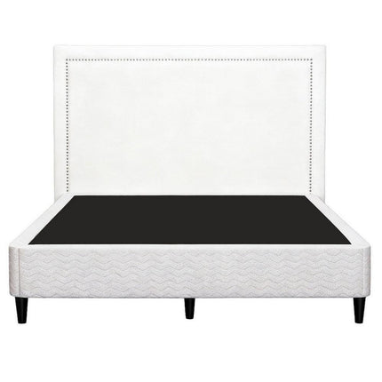 Artiss Queen Bed Frame with Headboard Platform Bed Base Grey Beige Fabric Metal.