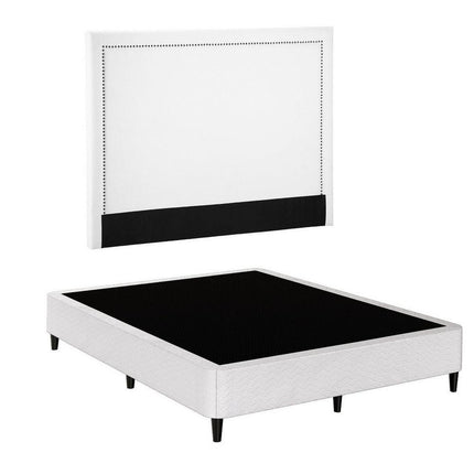 Artiss Queen Bed Frame with Headboard Platform Bed Base Grey Beige Fabric Metal.