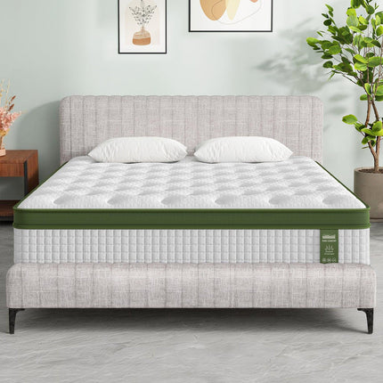 Artiss BedStory King Bed Frame with Mattress Set Platform Base Pocket Coil Linen Upholstered.