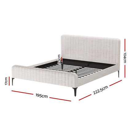 Artiss BedStory King Bed Frame with Mattress Set Platform Base Pocket Coil Linen Upholstered.