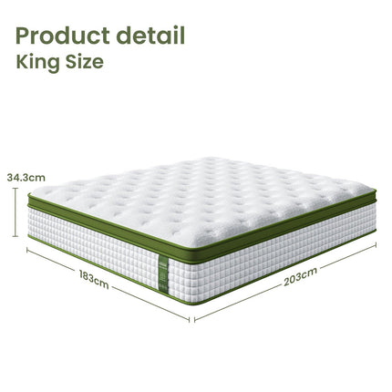 Artiss BedStory King Bed Frame with Mattress Set Platform Base Pocket Coil Linen Upholstered.