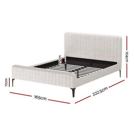Artiss BedStory Queen Bed Frame with Mattress Set Platform Base Pocket Coil Linen Upholstered.