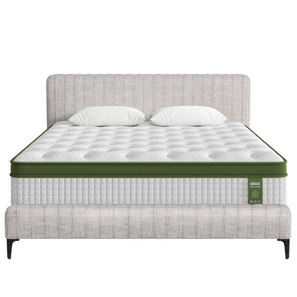 Artiss BedStory Queen Bed Frame with Mattress Set Platform Base Pocket Coil Linen Upholstered.