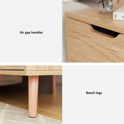 Artiss Gas Lift Queen Bed Frame with Bedside Table Set Boucle Fabric Upholstered Platform Bed Nightstand.