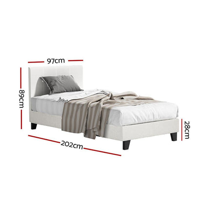 Artiss BedStory Single Bed Frame Mattress Bundle Platform Headboard Medium Firm Hybrid White.