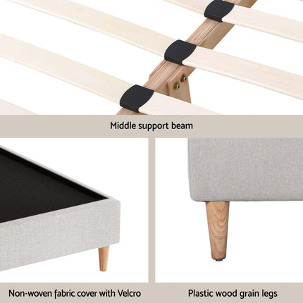Artiss Queen Bed Frame with Storage Scalloped Velvet Headboard Wooden Platform Base.