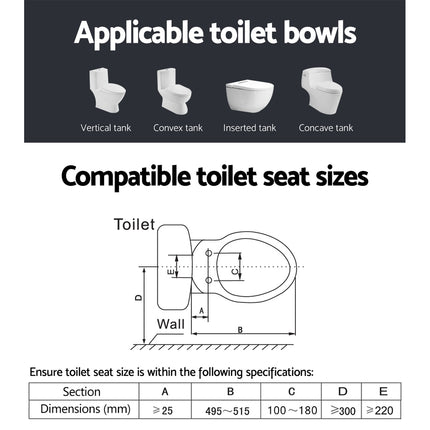 Cefito Electric Bidet Toilet Seat Cover Auto Smart Water Wash Dry Panel Control.