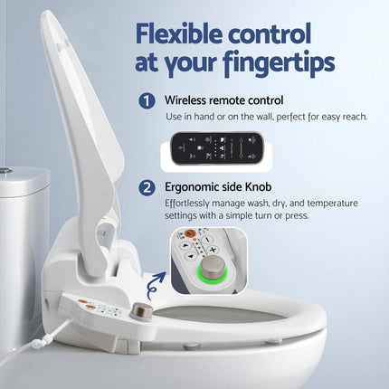 Cefito Electric Bidet Toilet Seat Cover LED Night Light Heated Seat with Remote.