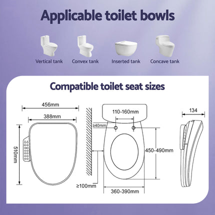 Cefito Electric Bidet Toilet Seat Cover Heated Warm Water Dryer LED Night Light.