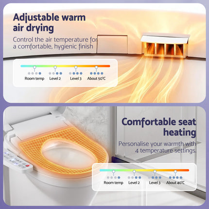 Cefito Electric Bidet Toilet Seat Cover Heated Warm Water Dryer LED Night Light.