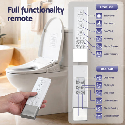 Cefito Smart Electric Bidet Toilet Seat Wireless Remote Heated Dryer Auto Wash.