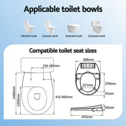 Cefito Non Electric Bidet Toilet Seat O-Shape Dual Nozzle Soft Close WaterMark DIY.