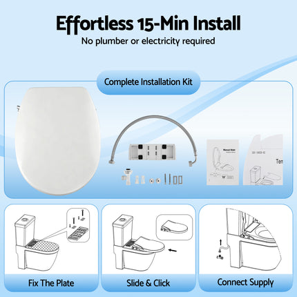 Cefito Non Electric Bidet Toilet Seat O-Shape Dual Nozzle Soft Close WaterMark DIY.