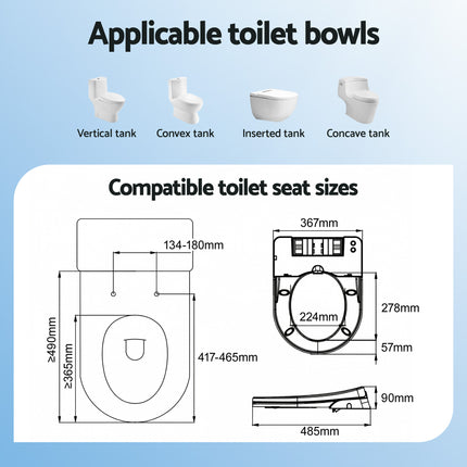 Cefito Non Electric Bidet Toilet Seat D-Shape Dual Nozzle Soft Close WaterMark DIY.