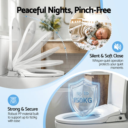 Cefito Non Electric Bidet Toilet Seat D-Shape Dual Nozzle Soft Close WaterMark DIY.