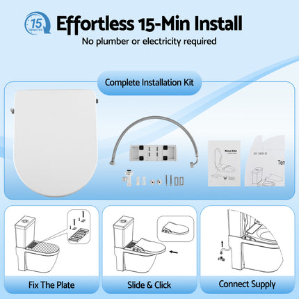 Cefito Non Electric Bidet Toilet Seat D-Shape Dual Nozzle Soft Close WaterMark DIY.