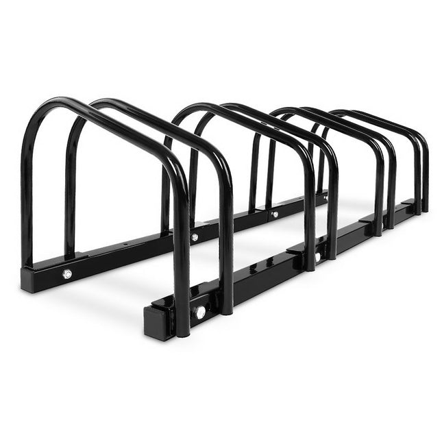 Weisshorn 4 Bike Stand Rack Bicycle Storage Floor Parking Holder Cycling Black.