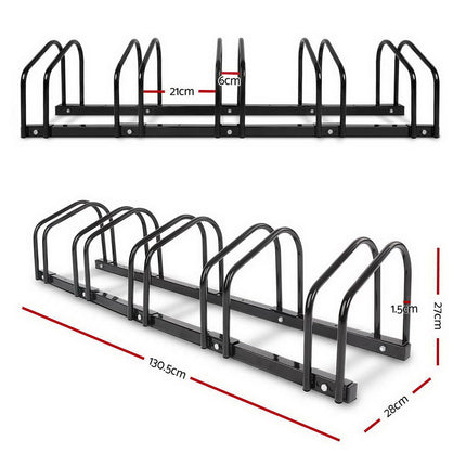 Weisshorn 5 Bike Stand Rack Bicycle Storage Floor Parking Holder Cycling Black.