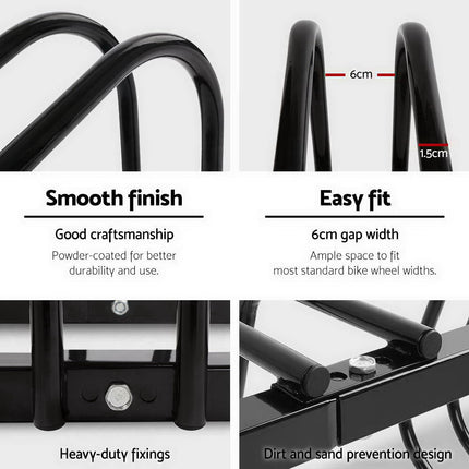 Weisshorn 5 Bike Stand Rack Bicycle Storage Floor Parking Holder Cycling Black.