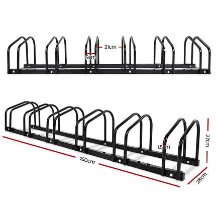 Weisshorn 6 Bike Stand Rack Bicycle Storage Floor Parking Holder Cycling Black.