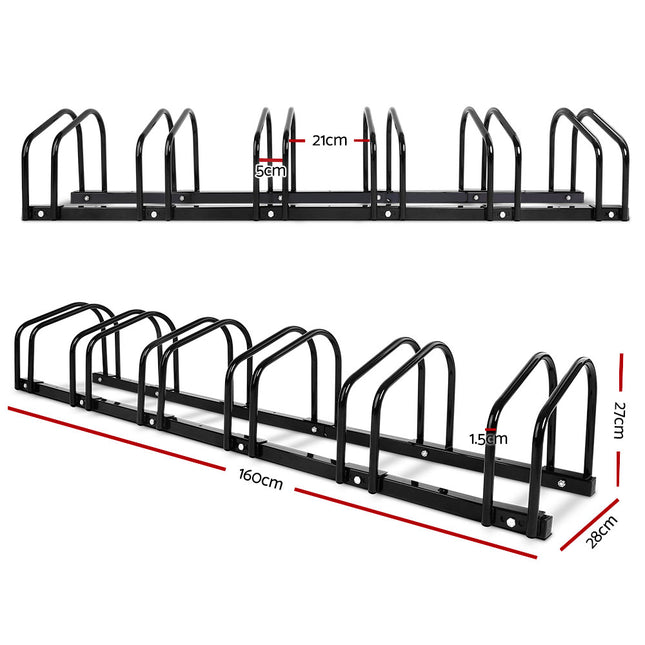 Weisshorn 6 Bike Stand Rack Bicycle Storage Floor Parking Holder Cycling Black.