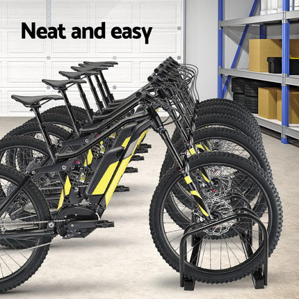 Weisshorn 6 Bike Stand Rack Bicycle Storage Floor Parking Holder Cycling Black.