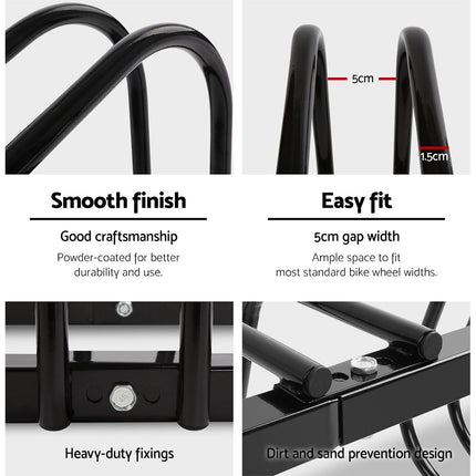 Weisshorn 6 Bike Stand Rack Bicycle Storage Floor Parking Holder Cycling Black.