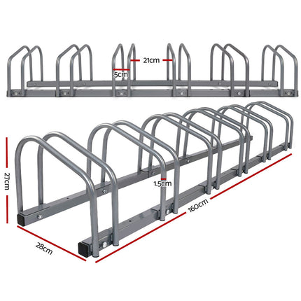 Weisshorn 6 Bike Stand Rack Bicycle Storage Floor Parking Holder Cycling Silver.
