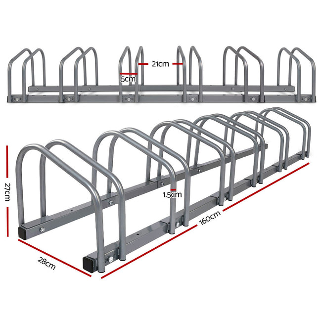 Weisshorn 6 Bike Stand Rack Bicycle Storage Floor Parking Holder Cycling Silver.