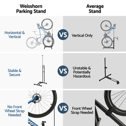 Weisshorn 4-in-1 Bike Parking Stand Vertical Floor Storage Rack for 24"-27.5" Bicycles, Adjustable Height Repair Maintenance Stand, Stable Indoor Garage Space Saver with Non-slip Rubber Feet.