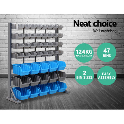 Giantz 47 Storage Bin Rack Free Stand Steel Stand.