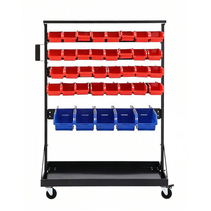 Giantz 74 Bins Storage Rack Double Sided Mobile Garage Workshop Tools Organizer.