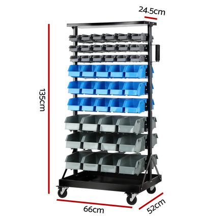 Giantz 90 Storage Bin Rack Stand Double-sided Wheels.
