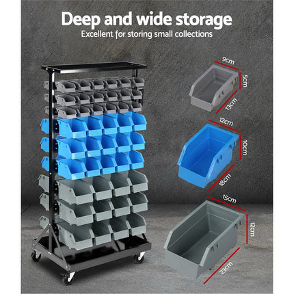 Giantz 90 Storage Bin Rack Stand Double-sided Wheels.
