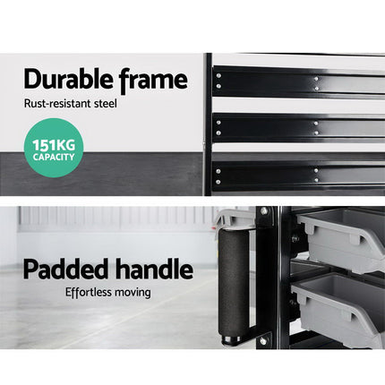 Giantz 90 Storage Bin Rack Stand Double-sided Wheels.