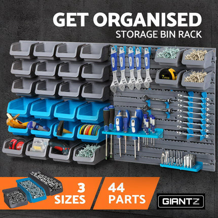 Giantz 44 Storage Bin Rack Wall Mounted Peg Board.