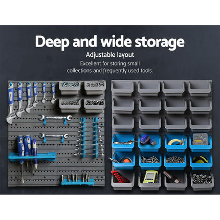 Giantz 44 Storage Bin Rack Wall Mounted Peg Board.