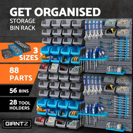 Giantz 88 Storage Bin Rack Wall Mounted.