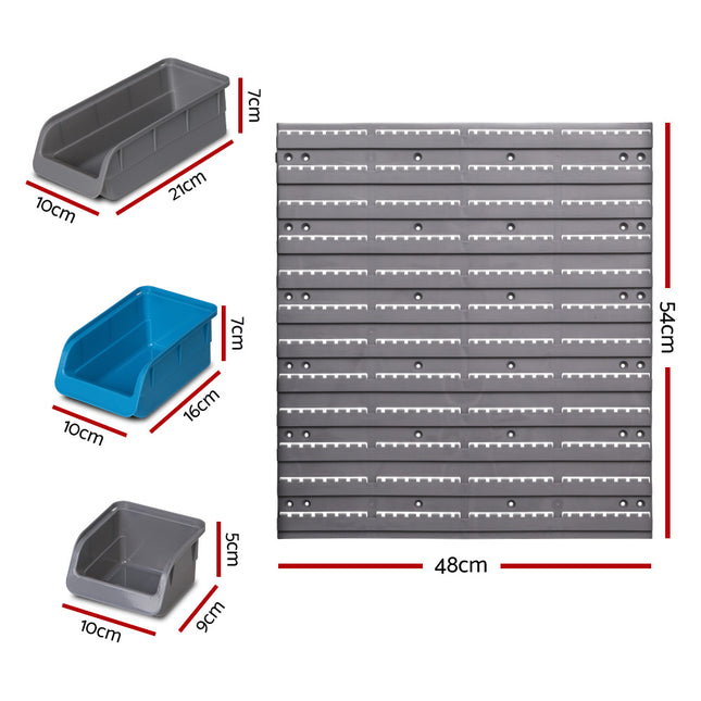 Giantz 48 Storage Bin Rack Wall Mounted Steel Board.