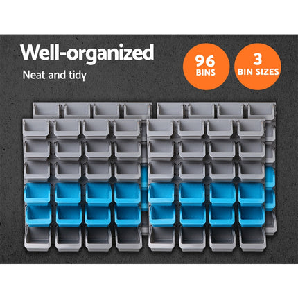 Giantz 96 Storage Bin Rack Wall Mounted.