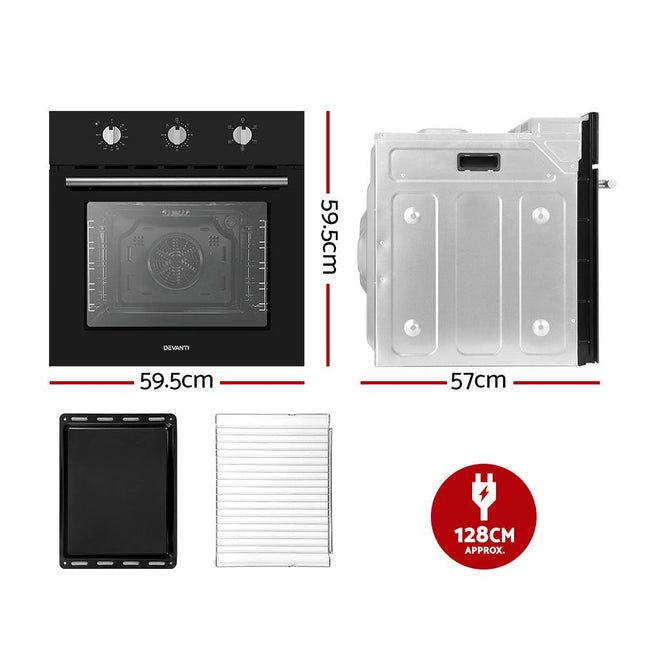 Devanti 60cm Electric Built In Wall Oven Stainless Steel.