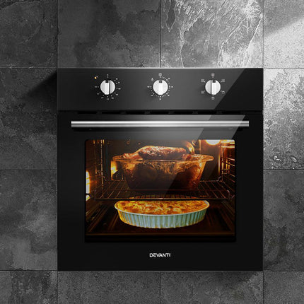 Devanti 60cm Electric Built In Wall Oven Stainless Steel.