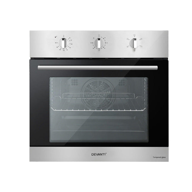 Devanti 60cm Electric Built In Wall Oven Stainless Steel 70L Silver.