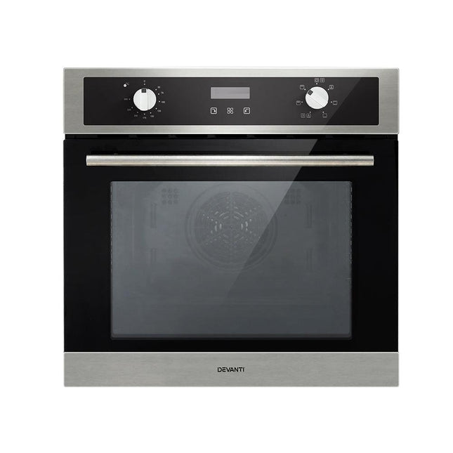 Devanti Electric Built In Wall Oven 80L Convection Grill Ovens Stainless Steel.