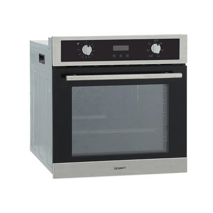 Devanti Electric Built In Wall Oven 80L Convection Grill Ovens Stainless Steel.