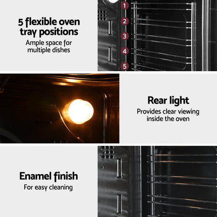 Devanti Electric Built In Wall Oven 80L Convection Grill Ovens Stainless Steel.