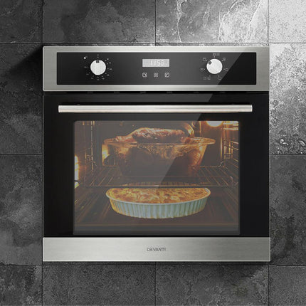 Devanti Electric Built In Wall Oven 80L Convection Grill Ovens Stainless Steel.