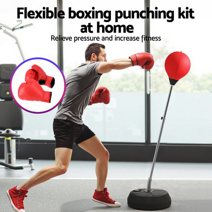 Everfit Adult Punching Bag Stand 150cm Adjustable Freestanding with Gloves and Pump.
